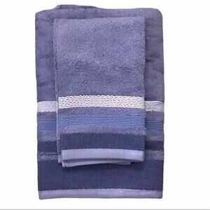 Home Expressions Stripe Bath & Hand Towel Set Blue